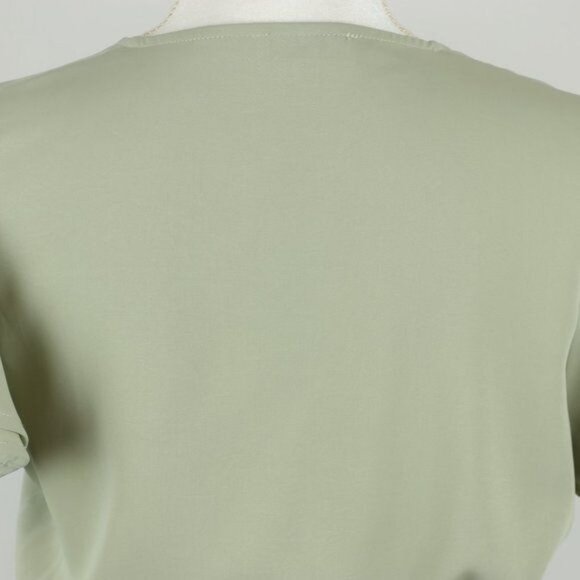 Feel In Women's Small Green Woven V-Neck Flutter Sleeve Shirred Blouse - Picture 4 of 8